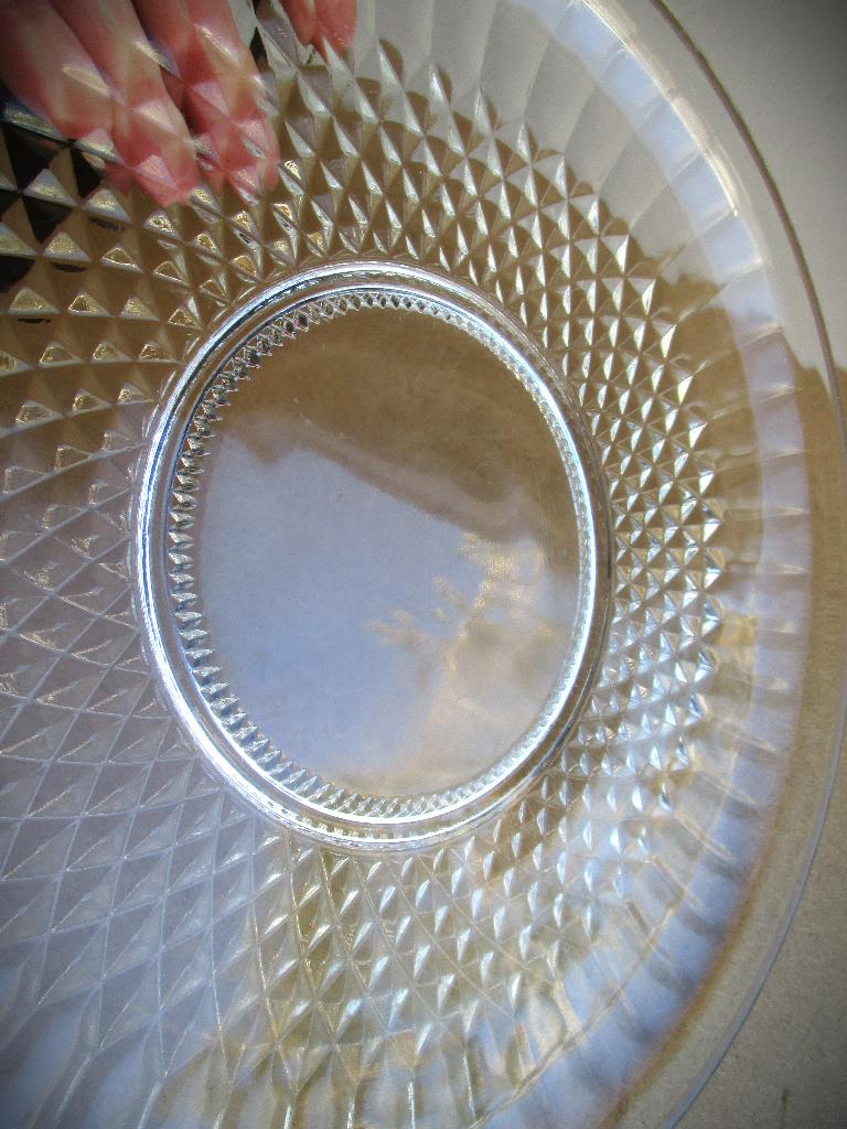 Schaal Jaren 30~Glas met diamant patroon~Gebakschaal, Ophalen of Verzenden