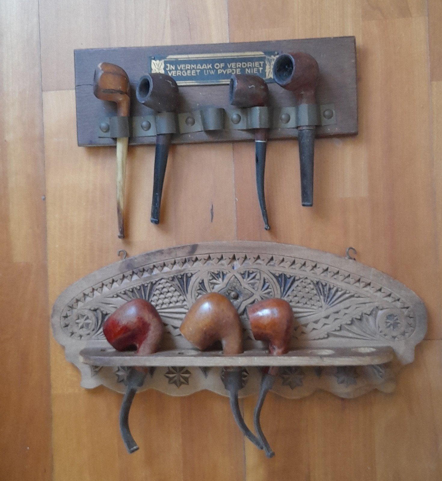 2 antieke pijpenrekjes, Wandkapstok, Gebruikt, Ophalen of Verzenden, Minder dan 100 cm