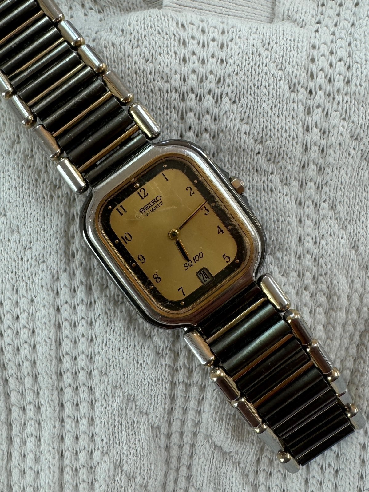 Rare Seiko Tank SQ100 26mm | New Battery | Vintage Quartz, Ophalen of Verzenden, Staal, Seiko, 1960 of later