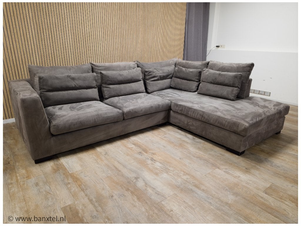 Zeer Mooi Taupe Suede Stof Hoekbank !!! - TOP CONDITIE !!!, Info@banxtel.nl, Hoekbank, Hoekbank, Ophalen of Verzenden