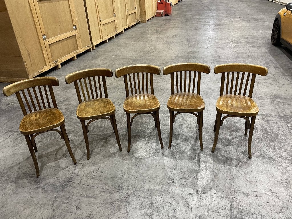 Cafe stoeltjes hout ( 5 stuks), Ophalen, Gebruikt, Bruin, Cafe en kroeg