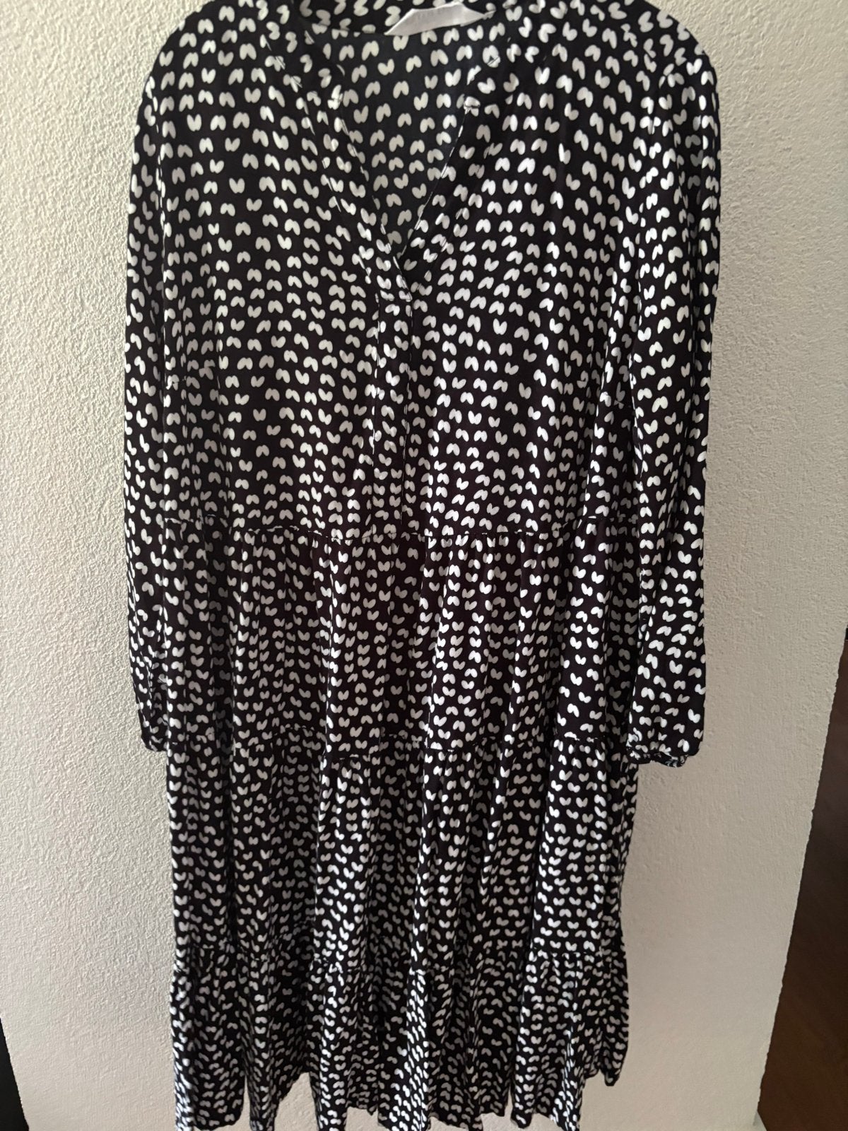 Zwart-witte A-lijn jurk met print, maat 48 ulla popken, Zwart, Maat 46/48 (XL) of groter, Ophalen of Verzenden, Zo goed als nieuw