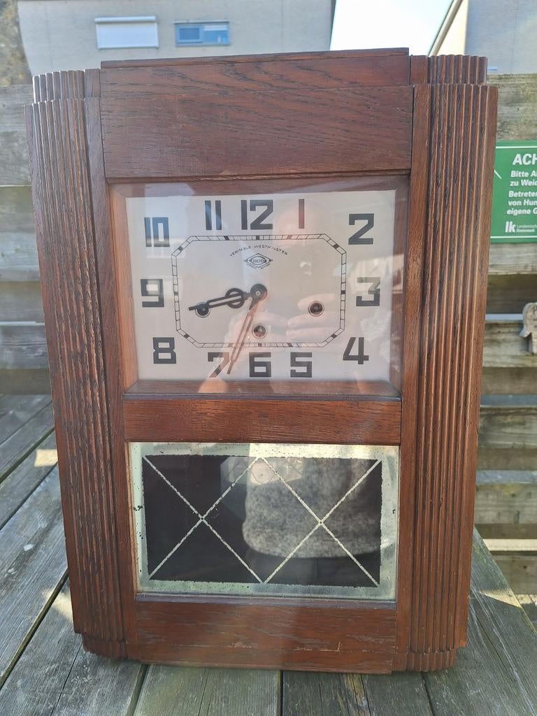 Art Deco Houten Slingerklok - Veritable Westminster Carillon, Ophalen
