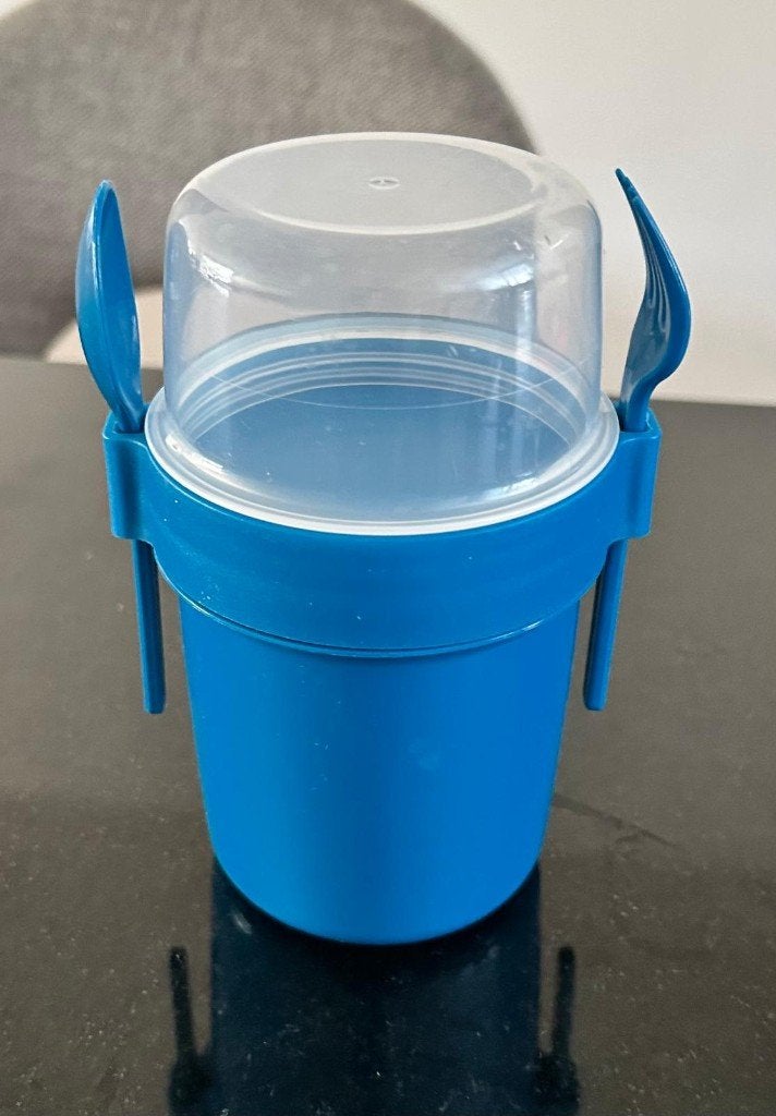 Nieuw 2 in 1 Snacks Beker / Muesli Yogurt Beker, Overige typen, Ophalen of Verzenden, Nieuw, Blauw