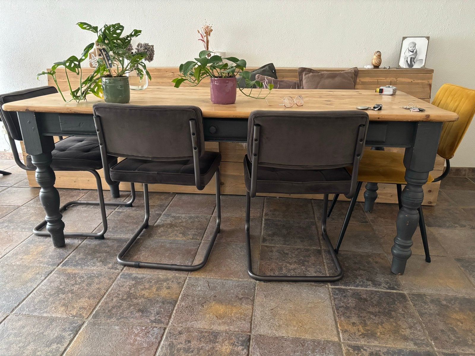 eettafel met 4 stoelen, Ophalen, Gebruikt, 50 tot 100 cm, Vier personen