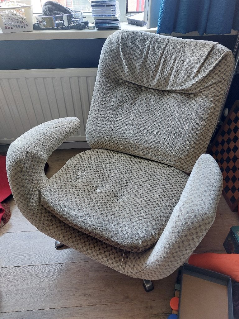 Fauteuil (draaiend), Ophalen, Vintage, 75 tot 100 cm, Zo goed als nieuw