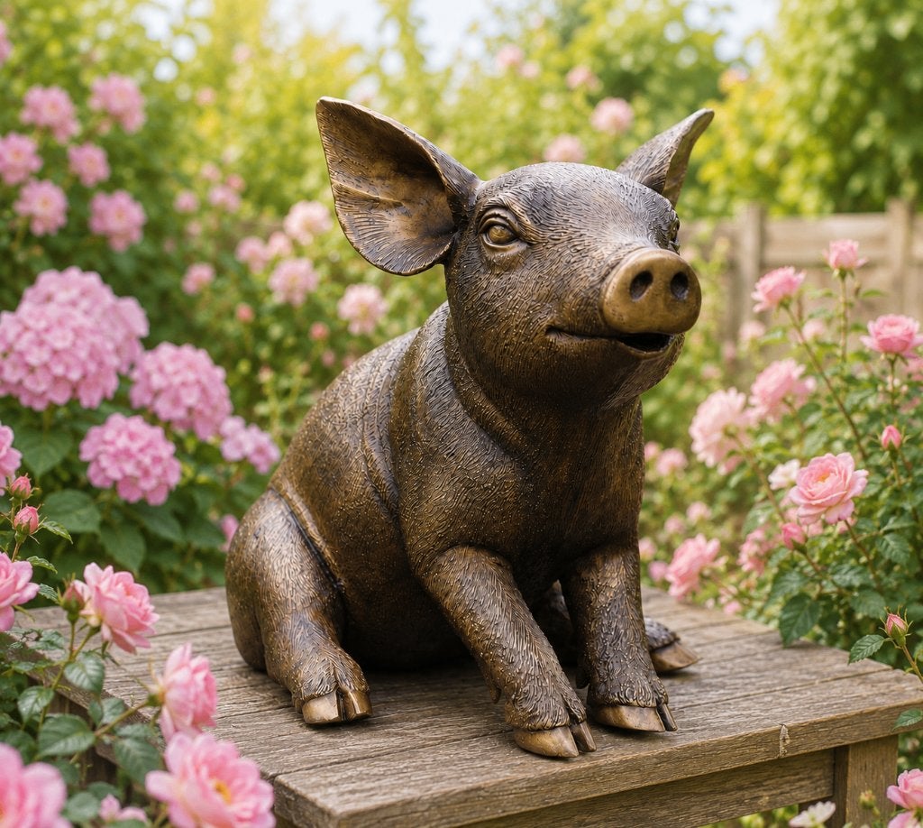 VARKEN / BRONZEN TUINBEELD / KNOR, Dierenbeeld, Nieuw, Info@huisentuindecoratiemarie.nl, Huis en tuin decoratie marie
