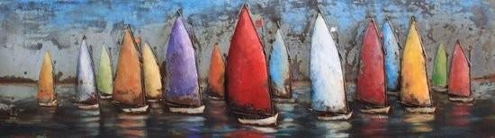 3D schilderij zeilboten 180x50 cm, Antiek en Kunst, Kunst | Schilderijen | Modern, Ophalen