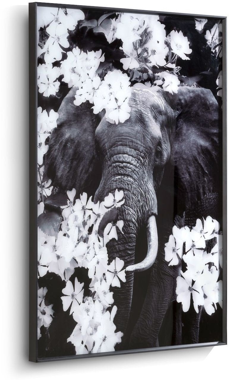 flower Elephant schilderij 68x100 cm, Ophalen, Oorspronkelijke maker, Nieuw, Print