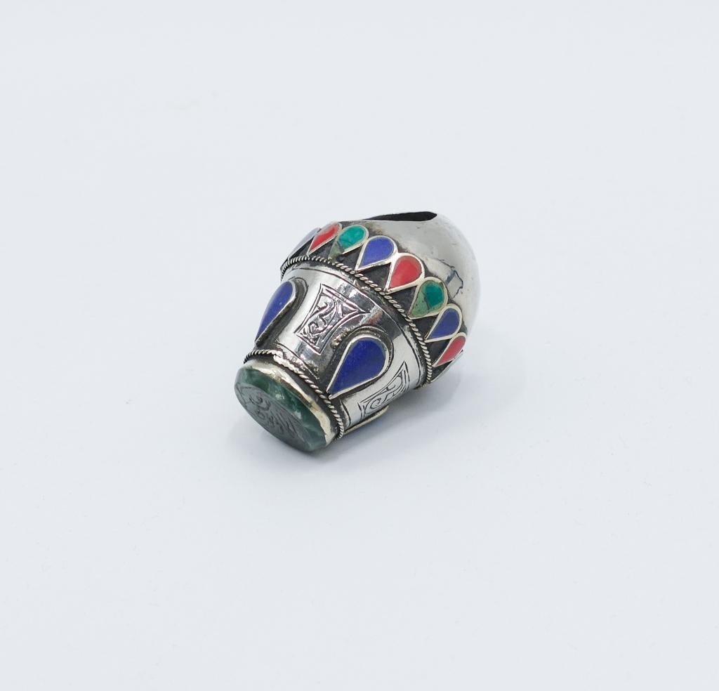 Afghaanse Zilveren en Emaille Zegelring, Antiek en Kunst, Ophalen of Verzenden, Zilver