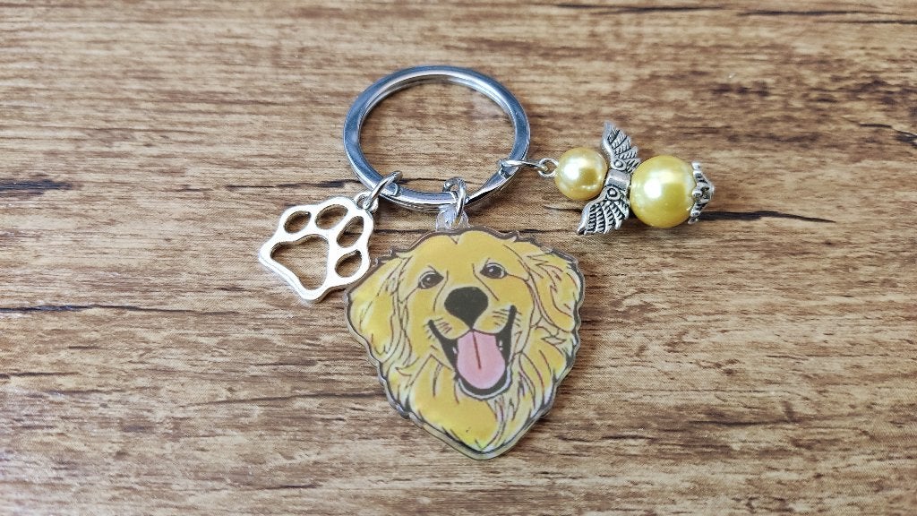 Tas/Sleutelhanger Golden retriever met beschermengeltje, Verzenden, Nieuw, Overige kleuren, Overige typen