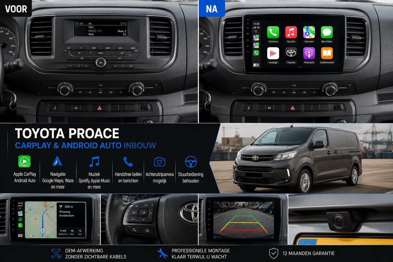 Toyota Proace CarPlay & Android Auto Inbouw, Ophalen, Nieuw