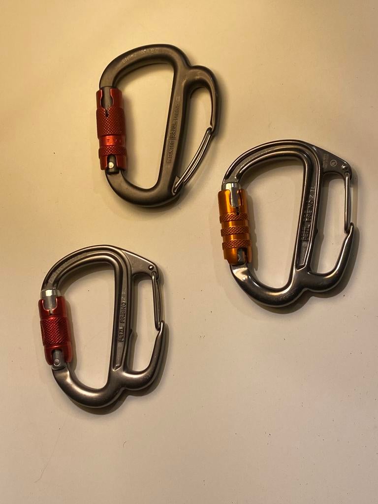 Petzl FREINO + 2x FREINO Z TL + RL 3 karabiners met remspoor, Sport en Fitness, Ophalen of Verzenden, Zo goed als nieuw, Klimsport-accessoire