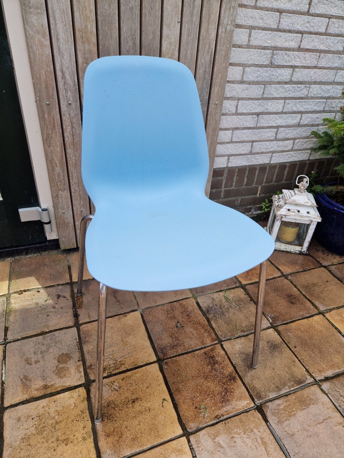 Lichtblauwe ikea keukenstoelen, x4, Gebruikt, Blauw, Ophalen of Verzenden, Vier
