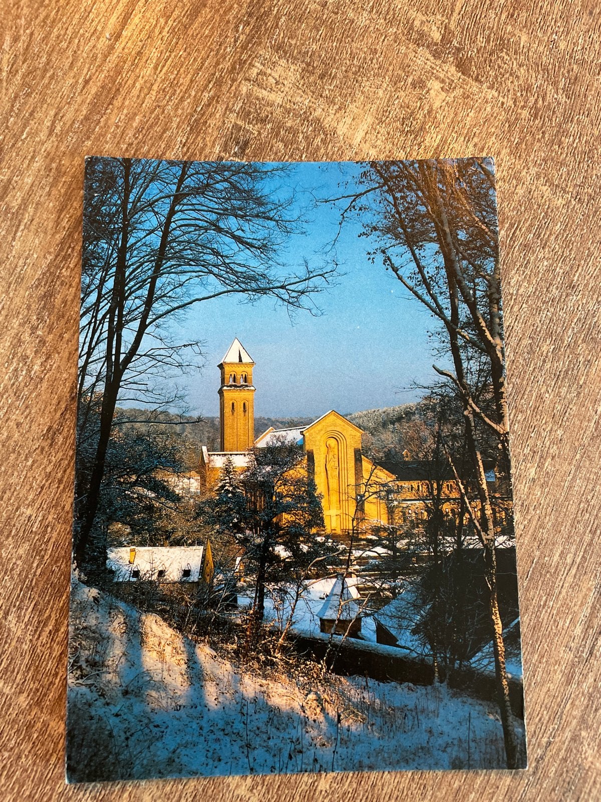 Oude ansichtkaart Abdij Notre Dame d'Orval - Winterlandschap, Ophalen of Verzenden, 1960 tot 1980, Gelopen, Luxemburg