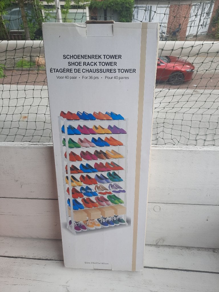 Schoenenrek Tower - Ruimte voor 40 paar schoenen, Ophalen, Nieuw
