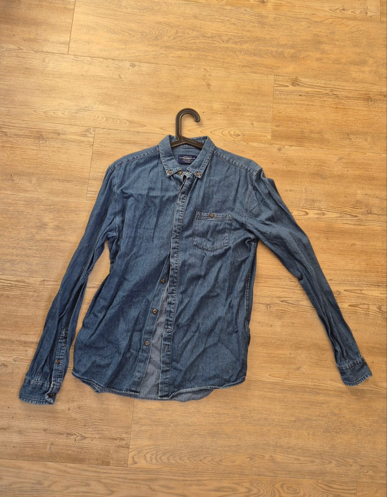 Pull&Bear spijkerblouse maat M, Blauw, Pull&Bear, Gedragen, Halswijdte 39/40 (M)