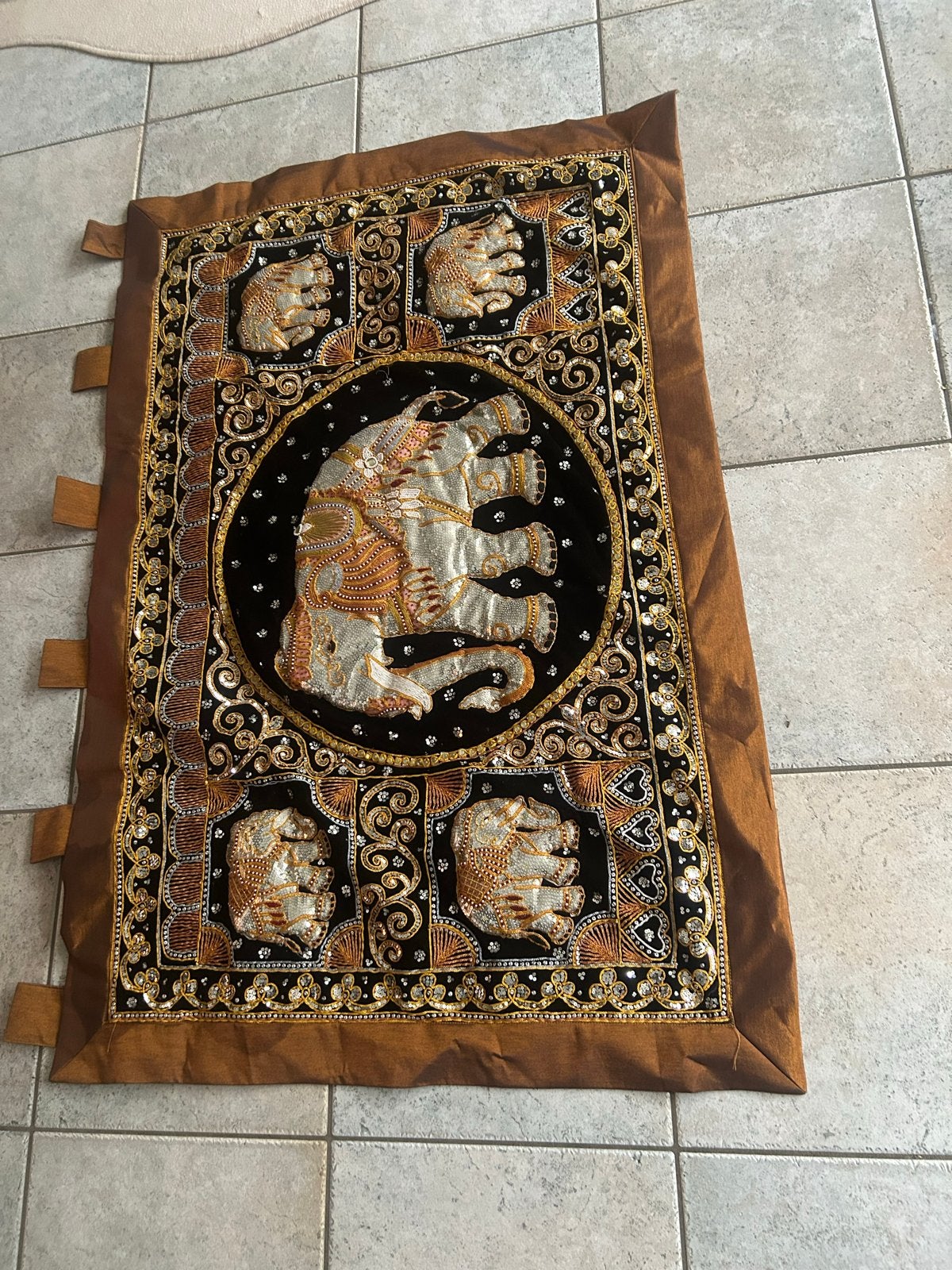 Wandkleed met olifanten, Indiase stijl, handgemaakt, Ophalen of Verzenden, Zo goed als nieuw, Overige onderwerpen