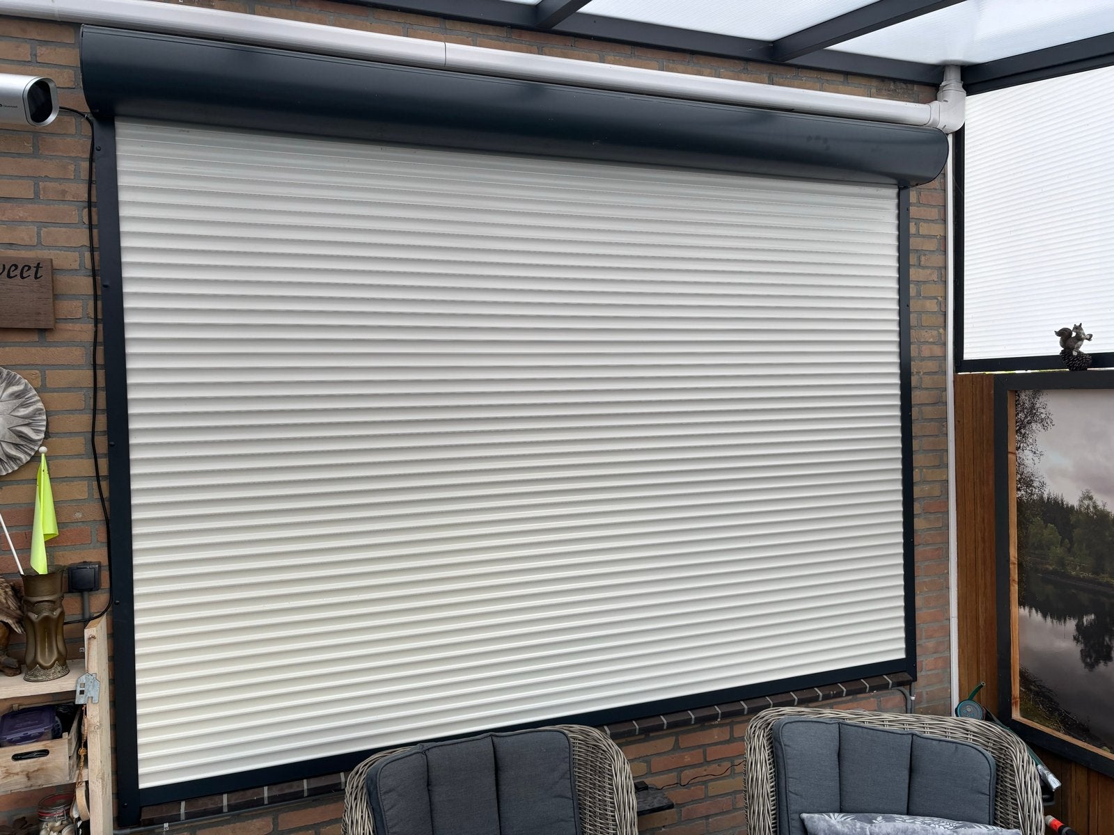 Elektrisch rolluik Somfy IO, wit/antraciet, H200xB290cm, Doe-het-zelf en Verbouw, Rolluiken, Ophalen, Gebruikt, 200 cm of meer
