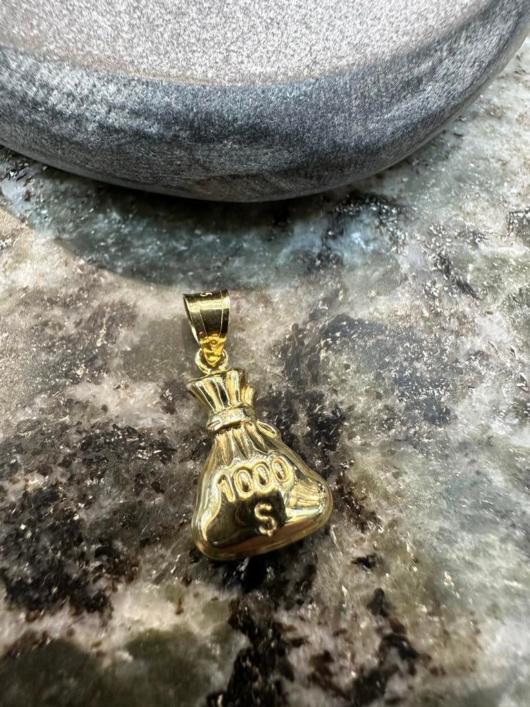14k Gouden Geldzak Hanger - Uniek Design, Ophalen of Verzenden, Nieuw, Goud, Overige voorstellingen