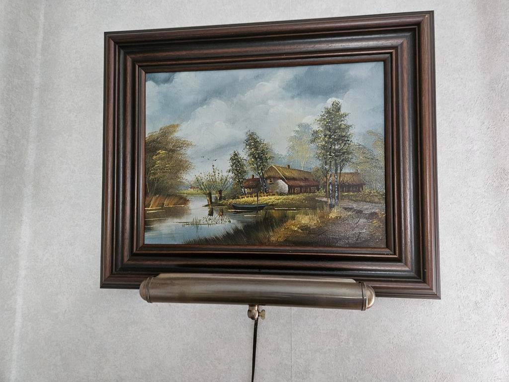 Schilderij van J. Kok - Hollands landschap met boerderij, Antiek en Kunst, Kunst | Schilderijen | Klassiek, Ophalen of Verzenden