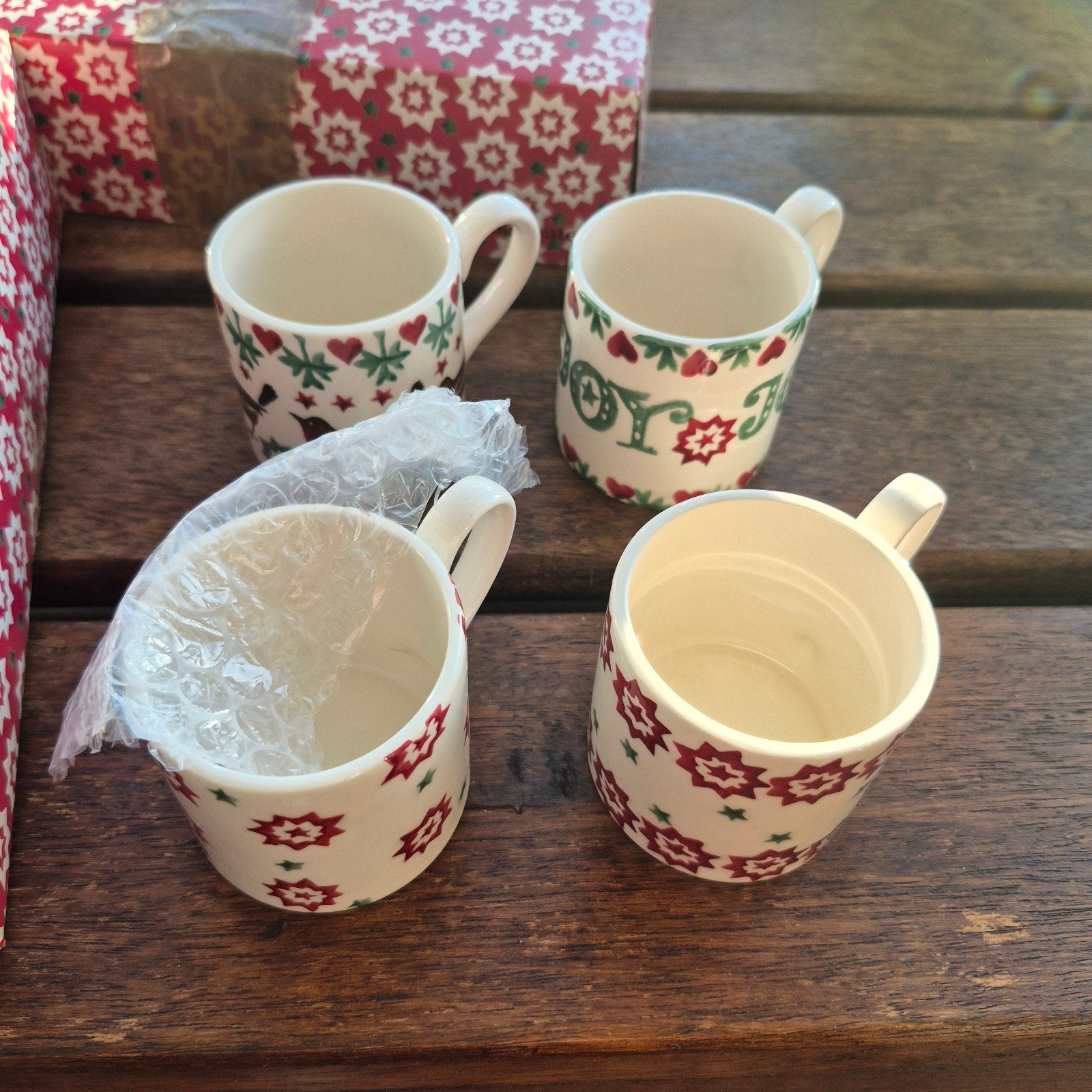 Emma Bridgewater boxset 4 espressomokjes Christmas Kerstmis, Nieuw, Emma Bridgewater, Overige stijlen, Aardewerk