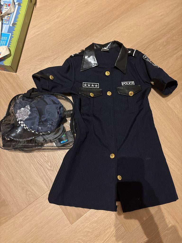 Politie jurkje en accessoires maat 152, Ophalen of Verzenden, Gebruikt, Meisje, Jurk of Rok