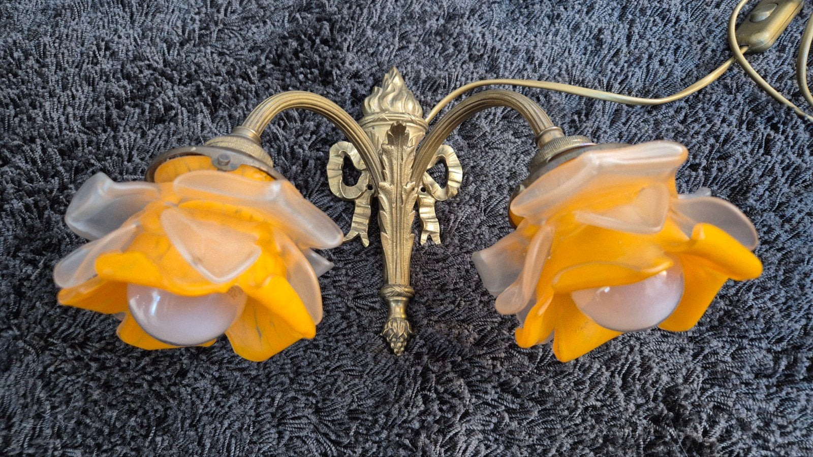 Art nouveau Franse bloemen lamp, Ophalen of Verzenden, Zo goed als nieuw, Glas