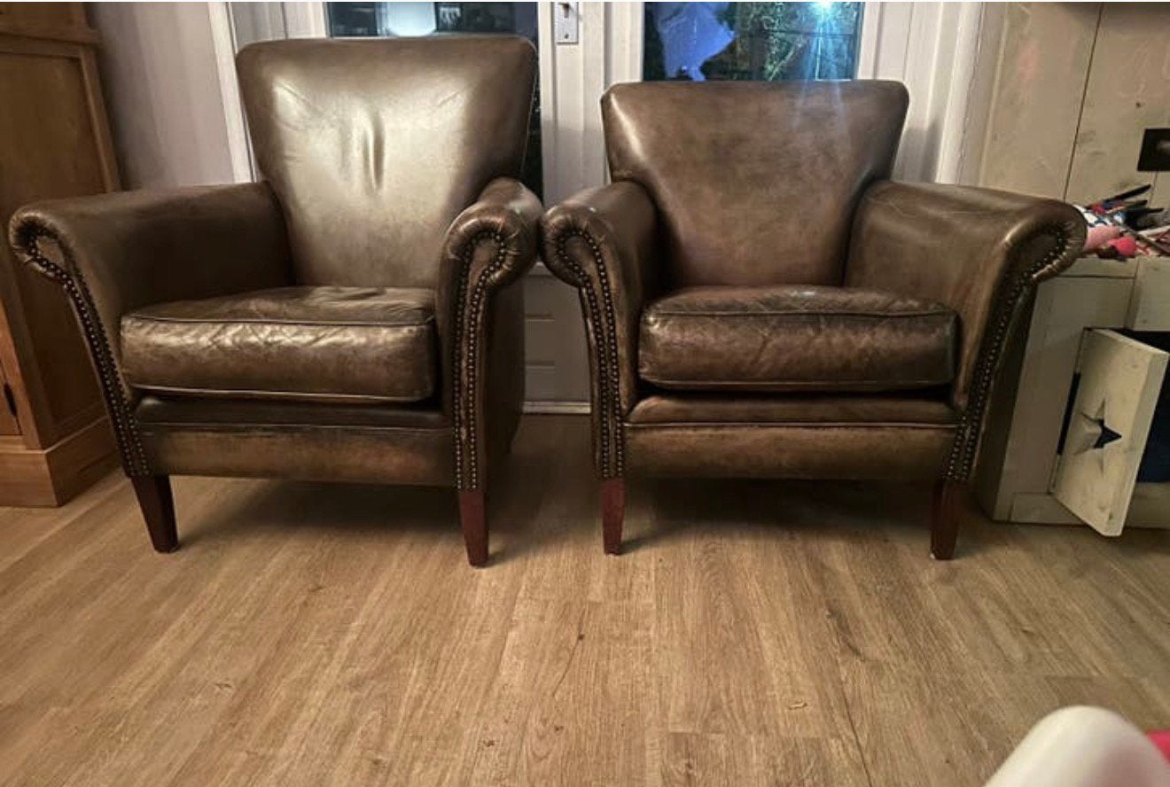 Schaapsleren fauteuils, Huis en Inrichting, Ophalen of Verzenden, Gebruikt, 75 tot 100 cm, 50 tot 75 cm