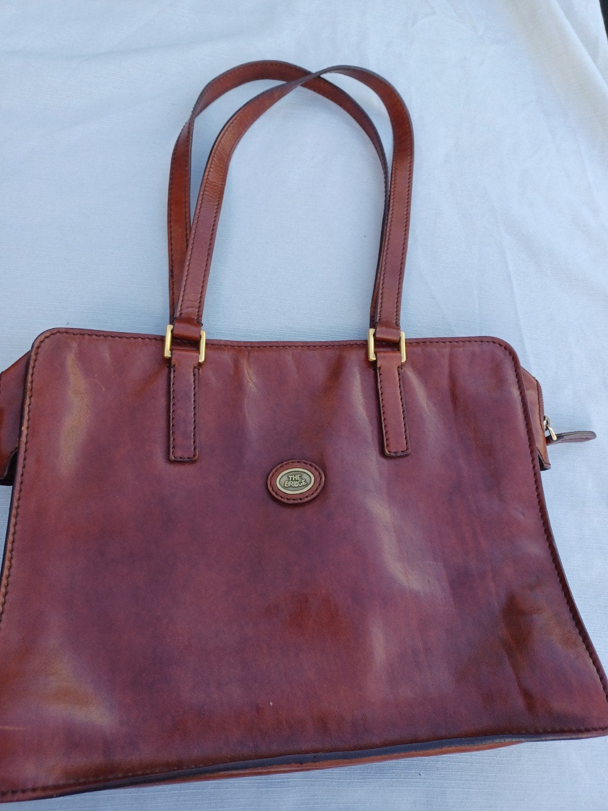 Vintage handtas van The Bridge van echt leer – Zeldzaam, Sieraden, Tassen en Uiterlijk, Ophalen of Verzenden, Gebruikt, Bruin