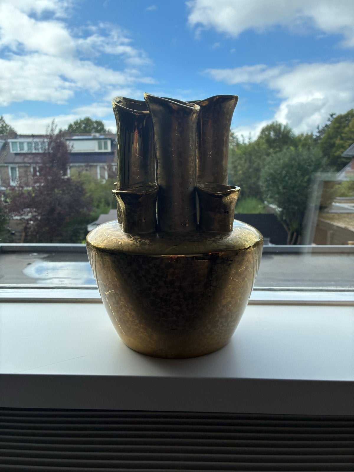 Gouden tulpen vaas, Ophalen of Verzenden, Zo goed als nieuw, Goud