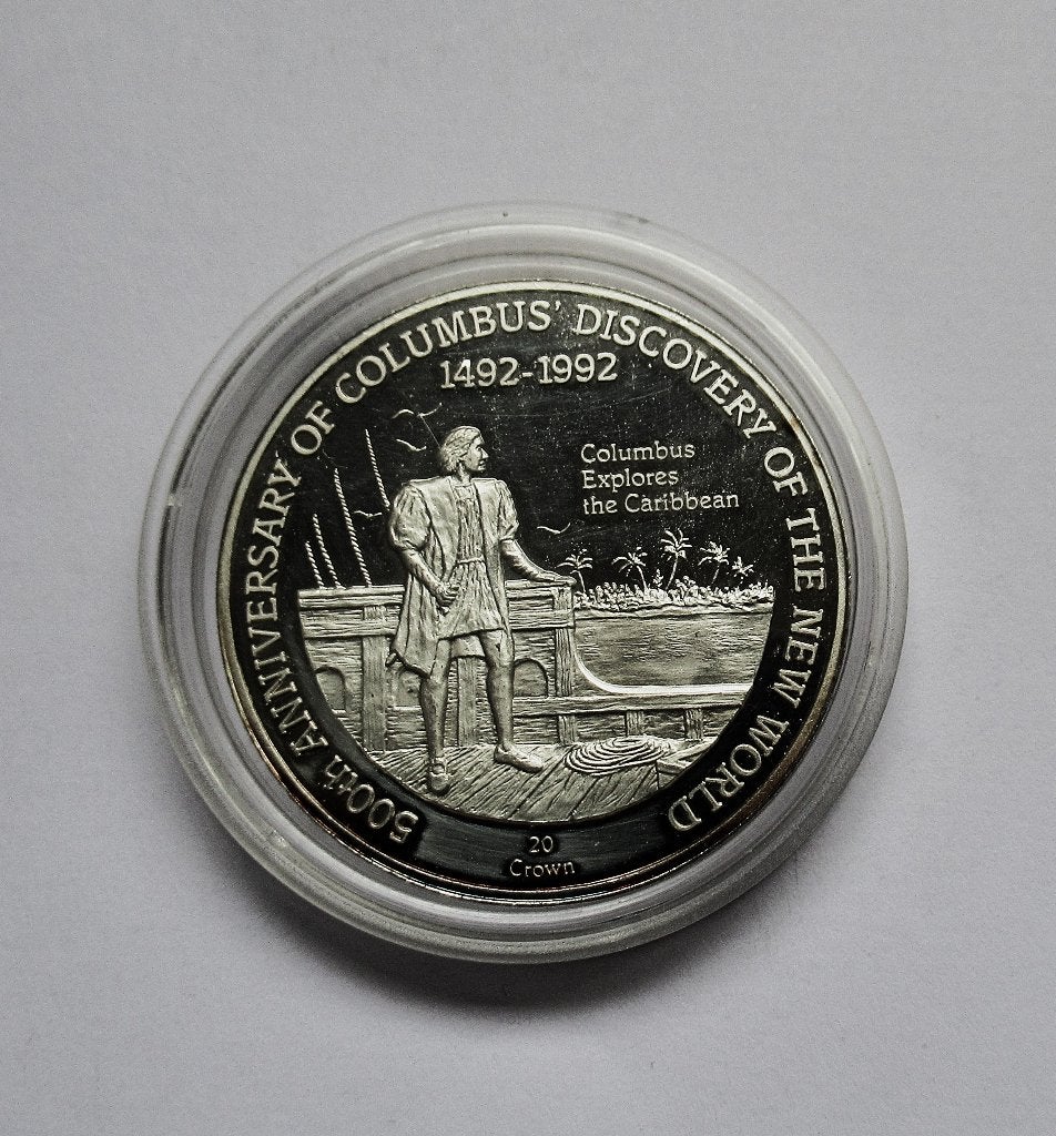 Turks and Caicos Islands 20 crown 1991, Verzenden, Midden-Amerika, Zilver