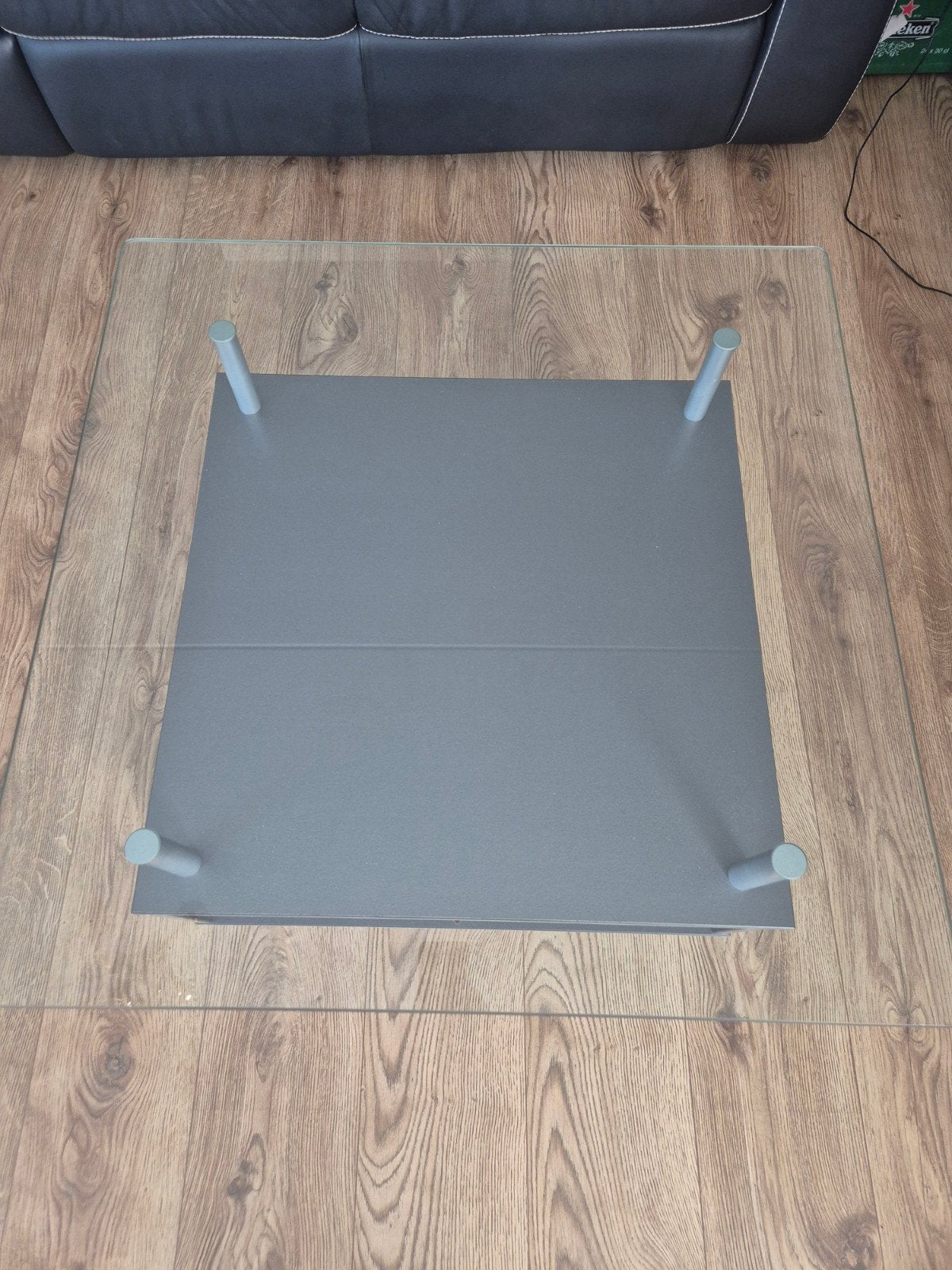 IKEA Klubbo salontafel op wielen met glazen bovenplaat, Ophalen, Gebruikt, 50 tot 100 cm, Modern, Functioneel