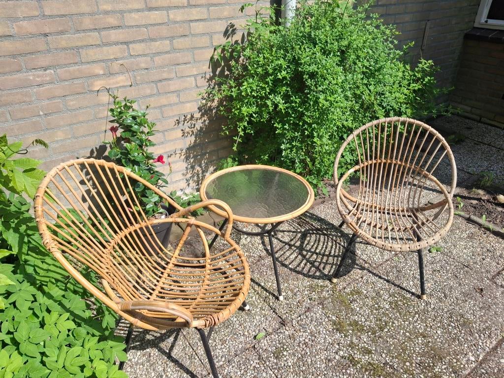 Rotan tuin set Vintage, Gebruikt, Tuinset, Hout, Ophalen