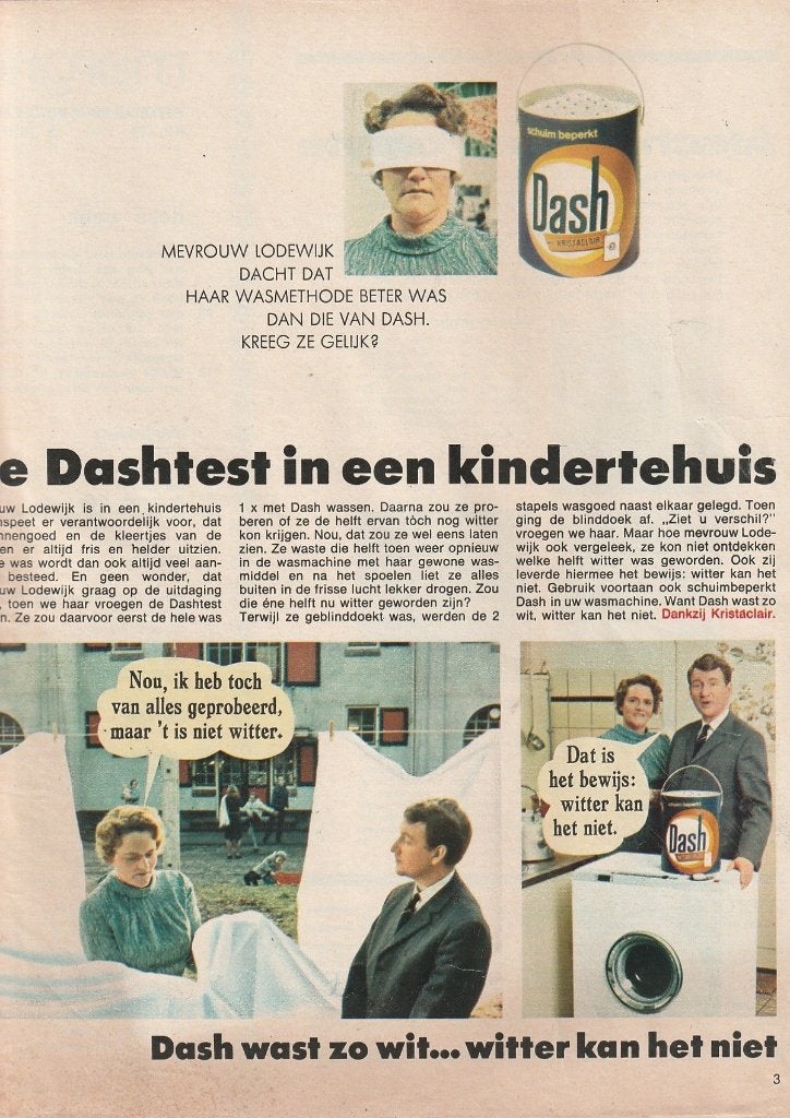 Retro reclame 1968 Dash wasmiddel Nunspeet kindertehuis, Verzenden, Overige typen