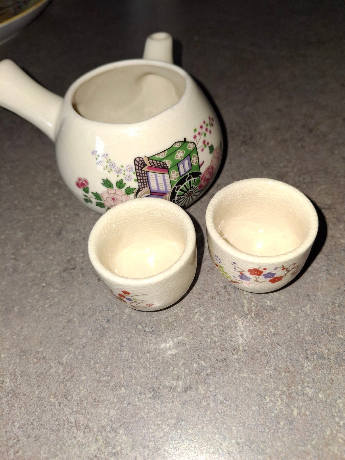 Vintage theesetje Kyusu  theepot  met 2 kopjes ja, Ophalen of Verzenden