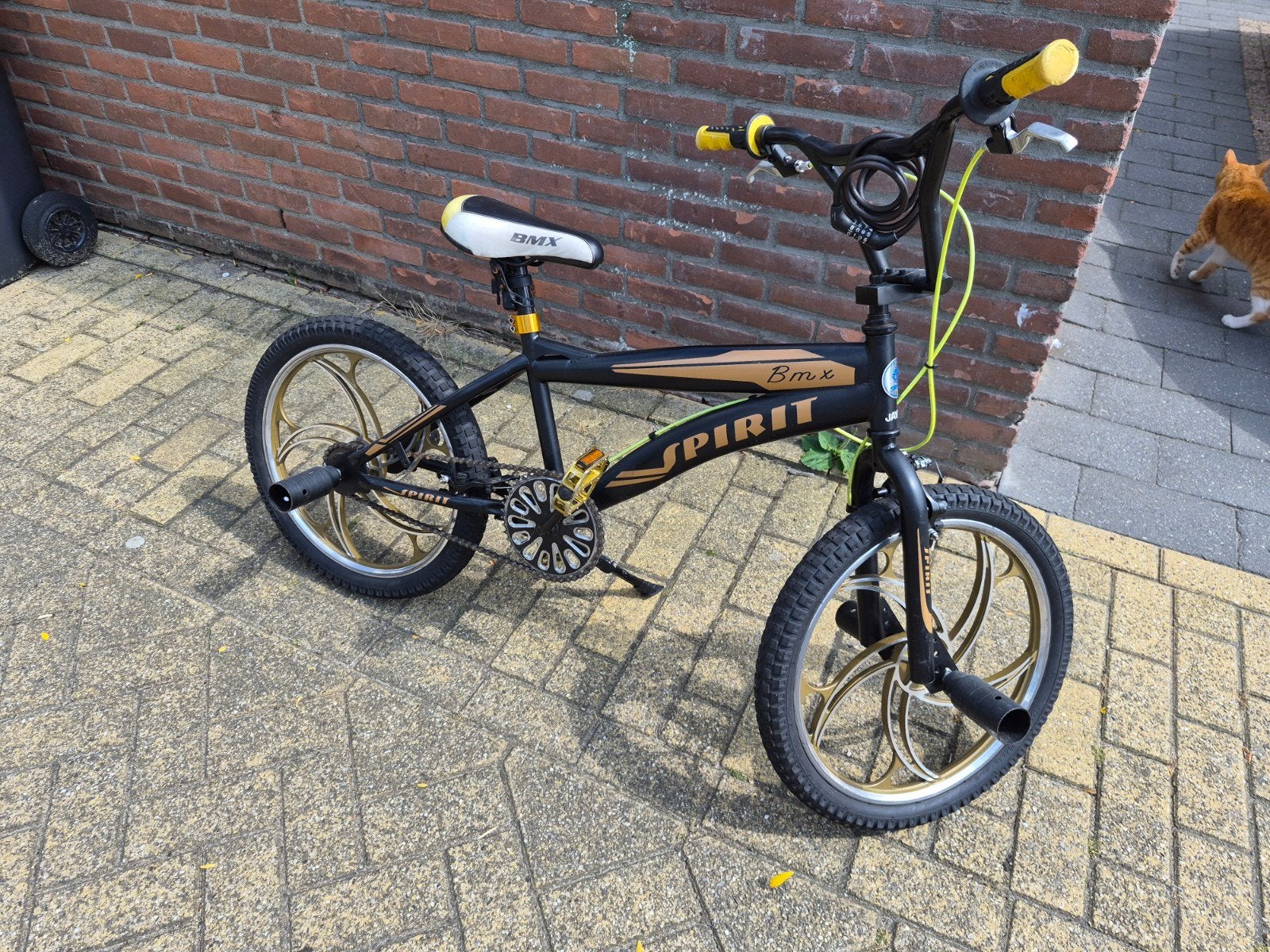 Spirit BMX Fiets Zwart/Goud, Fietsen en Brommers, Fietsen | Crossfietsen en BMX, Ophalen, Gebruikt, Staal, Velgrem