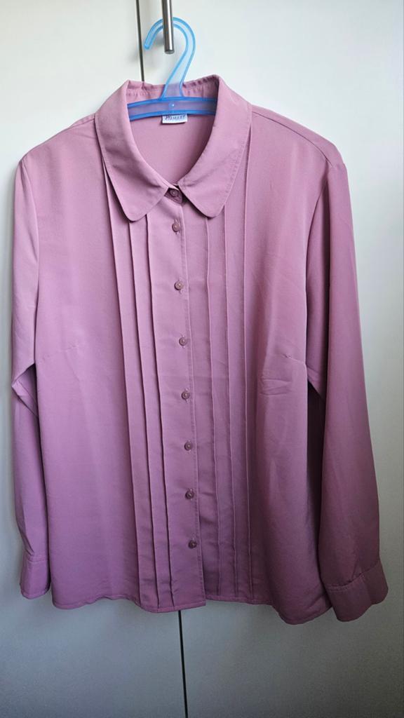 Damart Mauve Blouse met Plooien - Maat 44, Paars, Maat 46/48 (XL) of groter, Ophalen of Verzenden, Zo goed als nieuw
