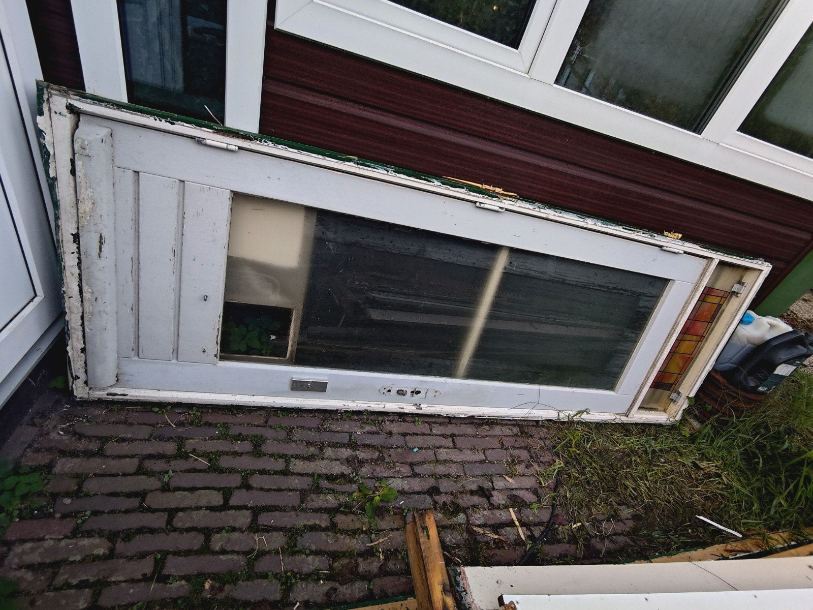 Deur enkel glas met bovenlicht, Ophalen, Gebruikt, 80 tot 100 cm, 215 cm of meer