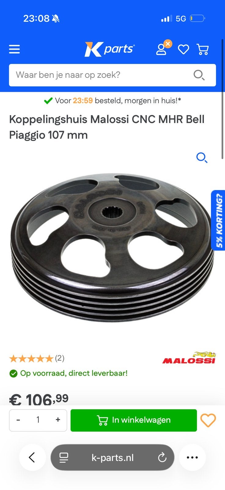 Complete malossi overbrenging piaggio 70cc, Ophalen of Verzenden, Zo goed als nieuw, Overige typen