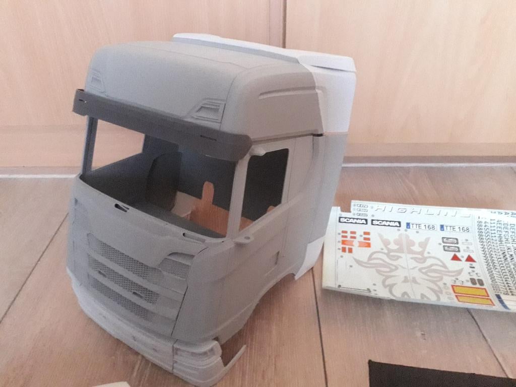 3D GEPRINTE SCANIA CABINE MET PARTS PAST OP TAMIYA CHASSIS, Elektro, Schaal 1:14, Nieuw, Ophalen of Verzenden