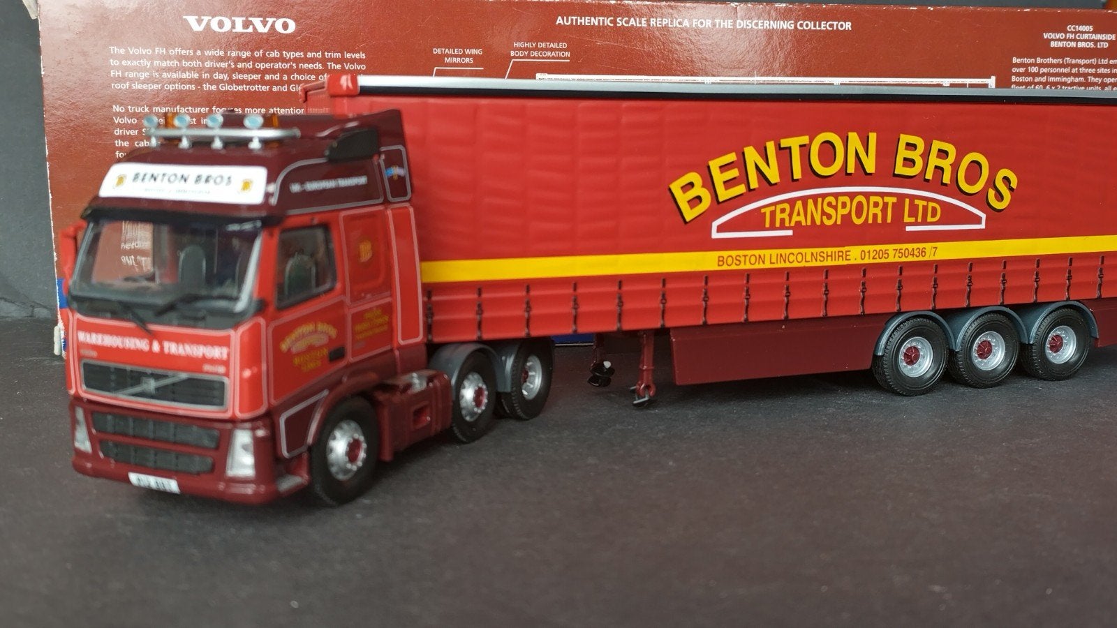 Volvo FH Curtainside Trailer Benton Bros 1:50 Corgi Pol, Corgi, Corgi, ., Ophalen of Verzenden