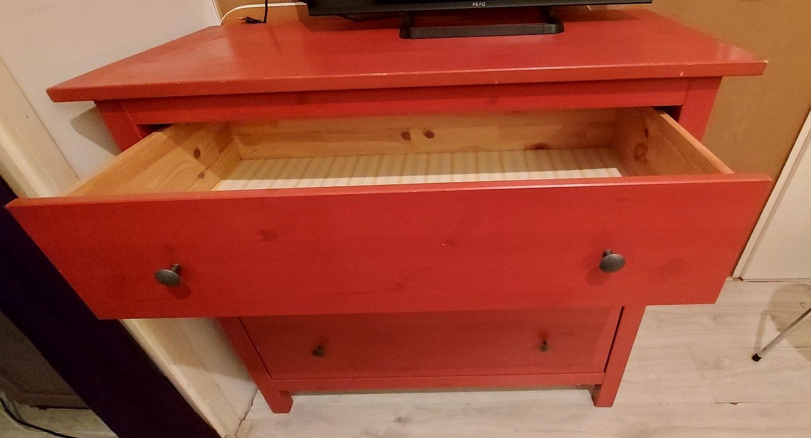 Rode ladekast met 3 laden - Gebruikt, Ophalen, Gebruikt, 50 tot 100 cm, Minder dan 100 cm