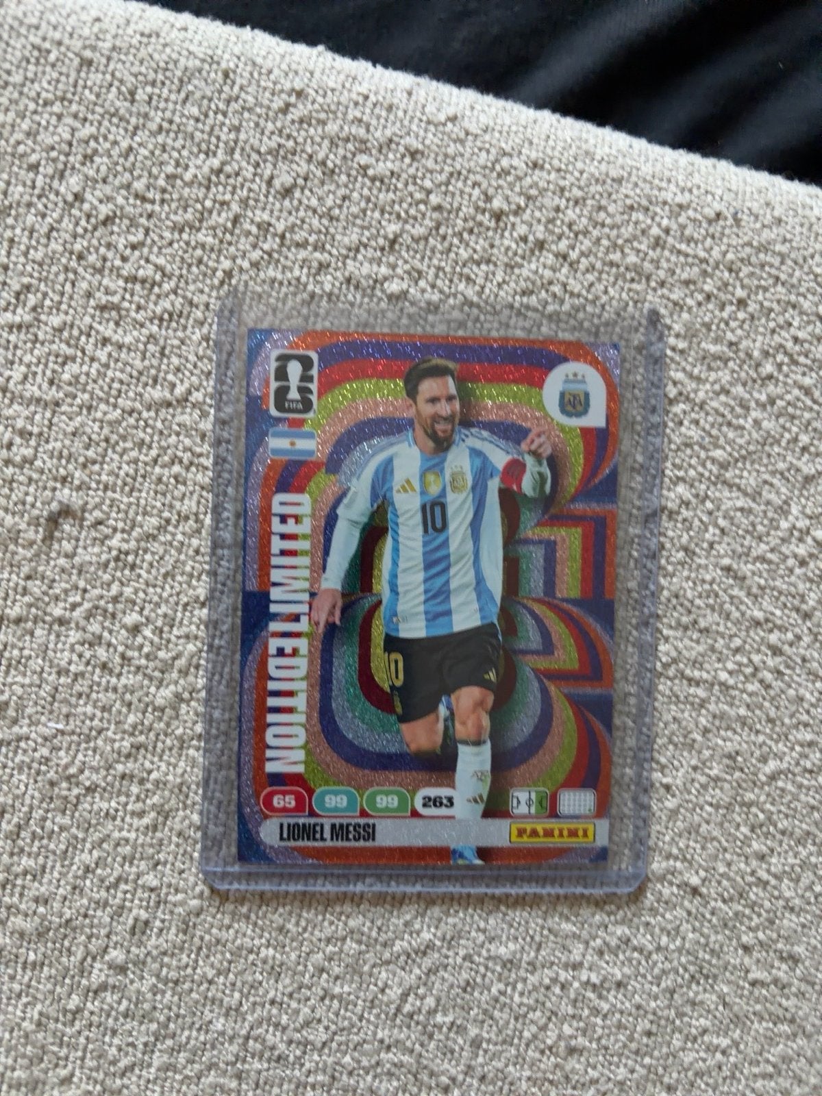 Lionel Messi Limited Edition Panini FIFA 365 Adrenalyn XL, Ophalen of Verzenden, Zo goed als nieuw, Buitenlandse clubs, Spelerskaart