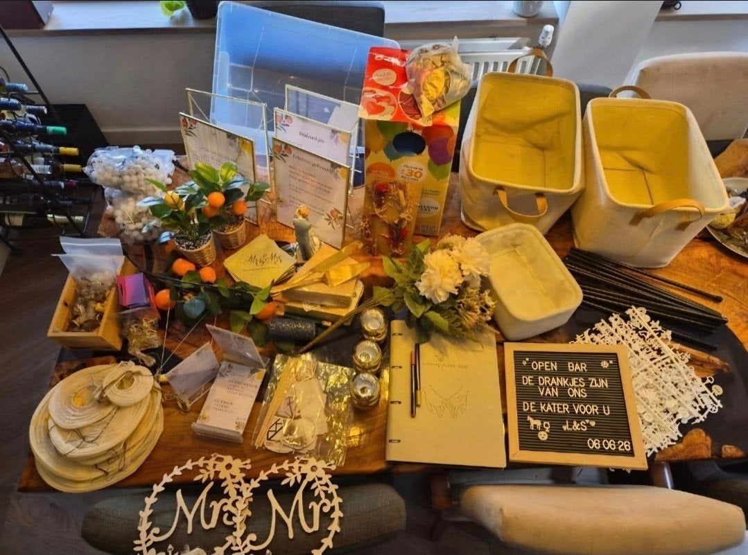 Complete bruiloft decoratie pakket -  alles in 1, Ophalen of Verzenden, Zo goed als nieuw, Versiering, Geboorte of Huwelijk