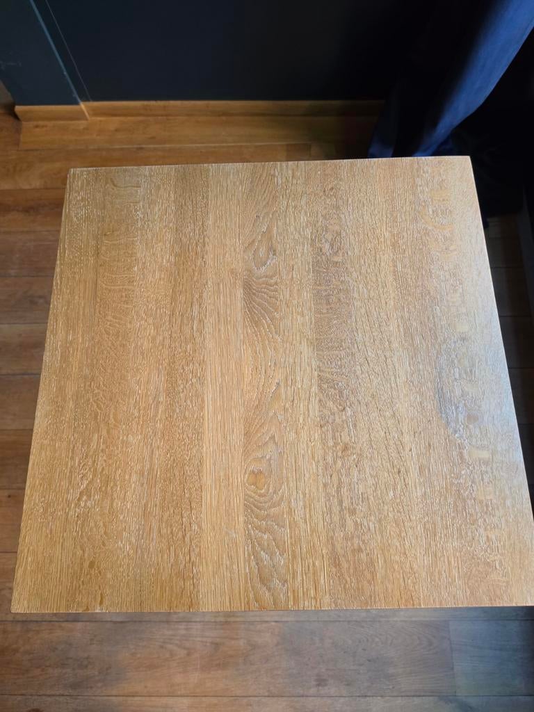 Houten tafel met gietijzeren onderstel - Industrieel, 50 tot 100 cm, Vierkant, Tot twee personen, 50 tot 100 cm