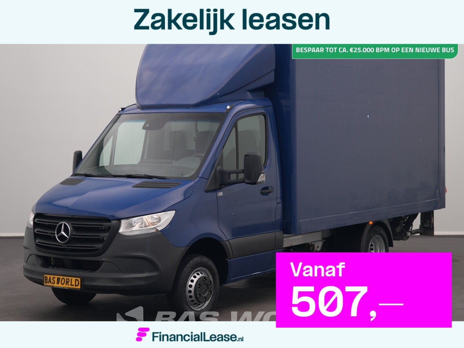 Mercedes Sprinter 515 CDI Laadklep Zijdeur Dubbellucht Bakwa, Start-stop-systeem, Stof, Gebruikt, Euro 6