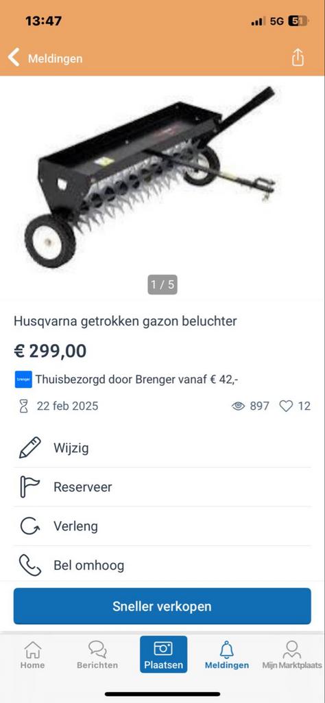 Husqvarna getrokken gazon beluchter, Tuin en Terras, Ophalen, Nieuw
