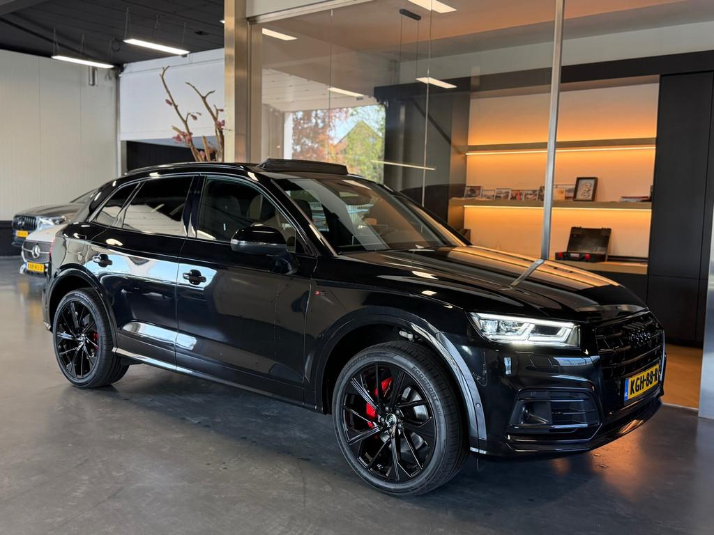 Audi Q5 2.0 50 TFSI e quattro S line hybride garantie 2020, Automaat, 4 cilinders, Leder en Stof, Zwart