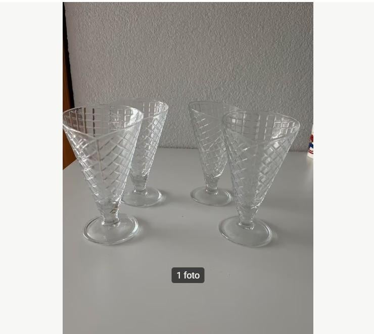 4 Sorbetglazen - Dessertglazen, Huis en Inrichting, Keuken | Servies, Glas of Glazen, Ophalen of Verzenden, Overige stijlen, Glas